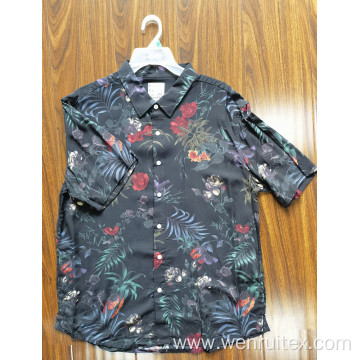 Men's Short-sleeve Shirt Summer Dyed Printed Shirts